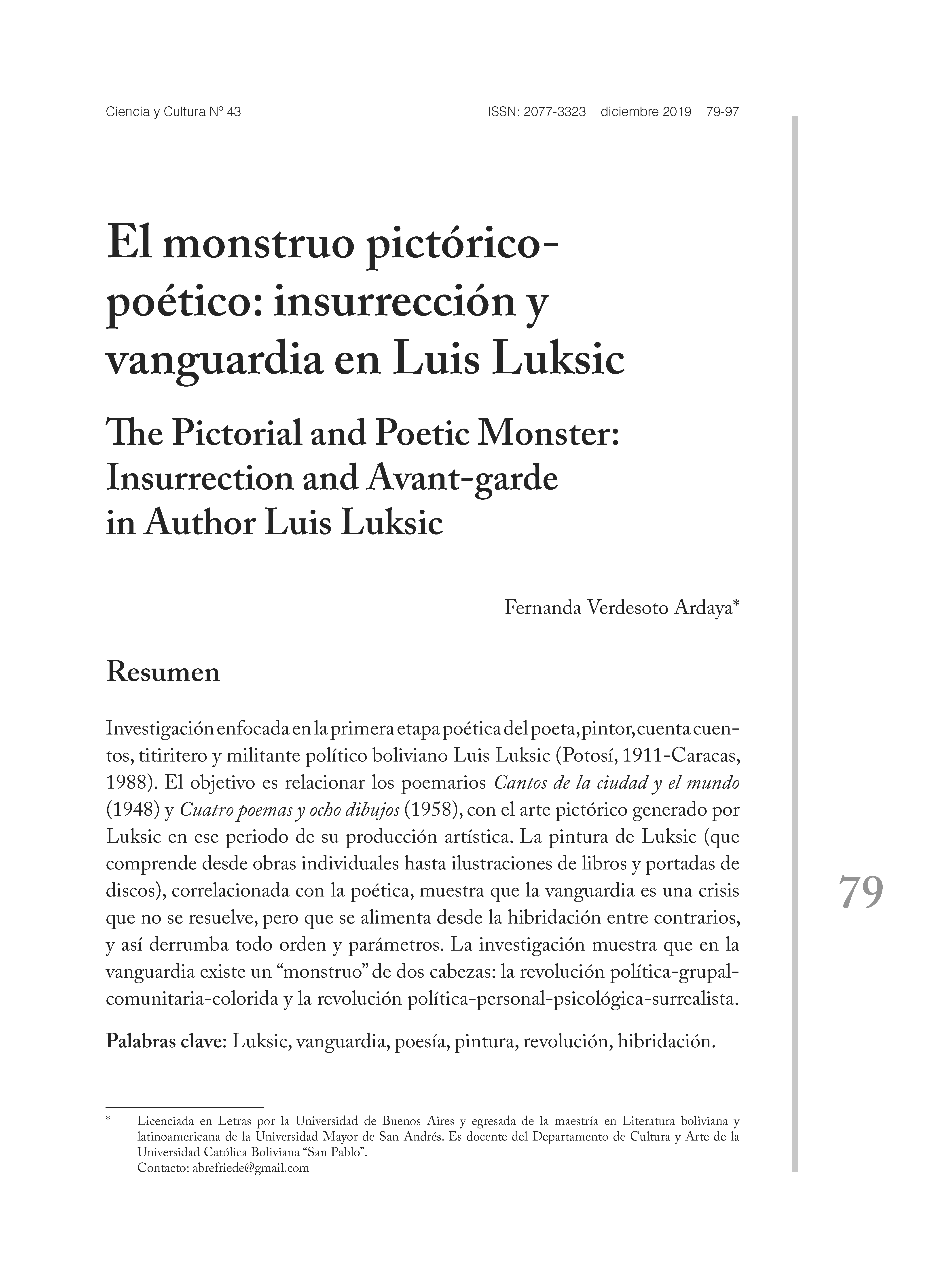 El monstruo pictóricopoético: insurrección y vanguardia en Luis Luksic