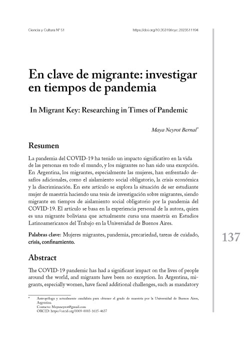En clave migrante: Investigar en tiempos de pandemia