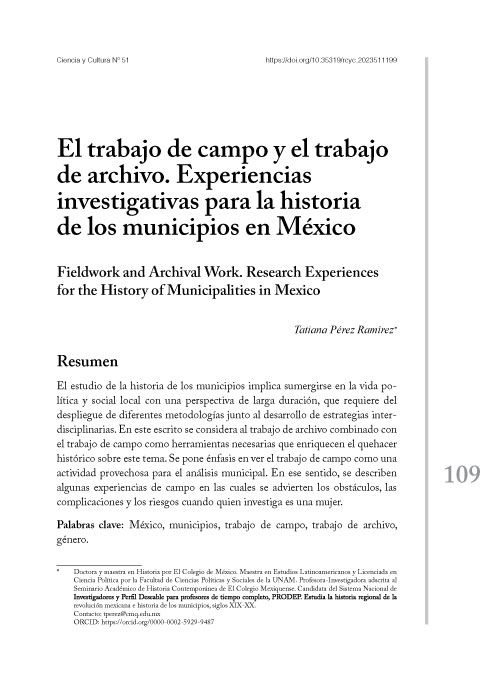 El trabajo de campo y el trabajo de archivo. Experiencias investigativas para la historia de los municipios en México.