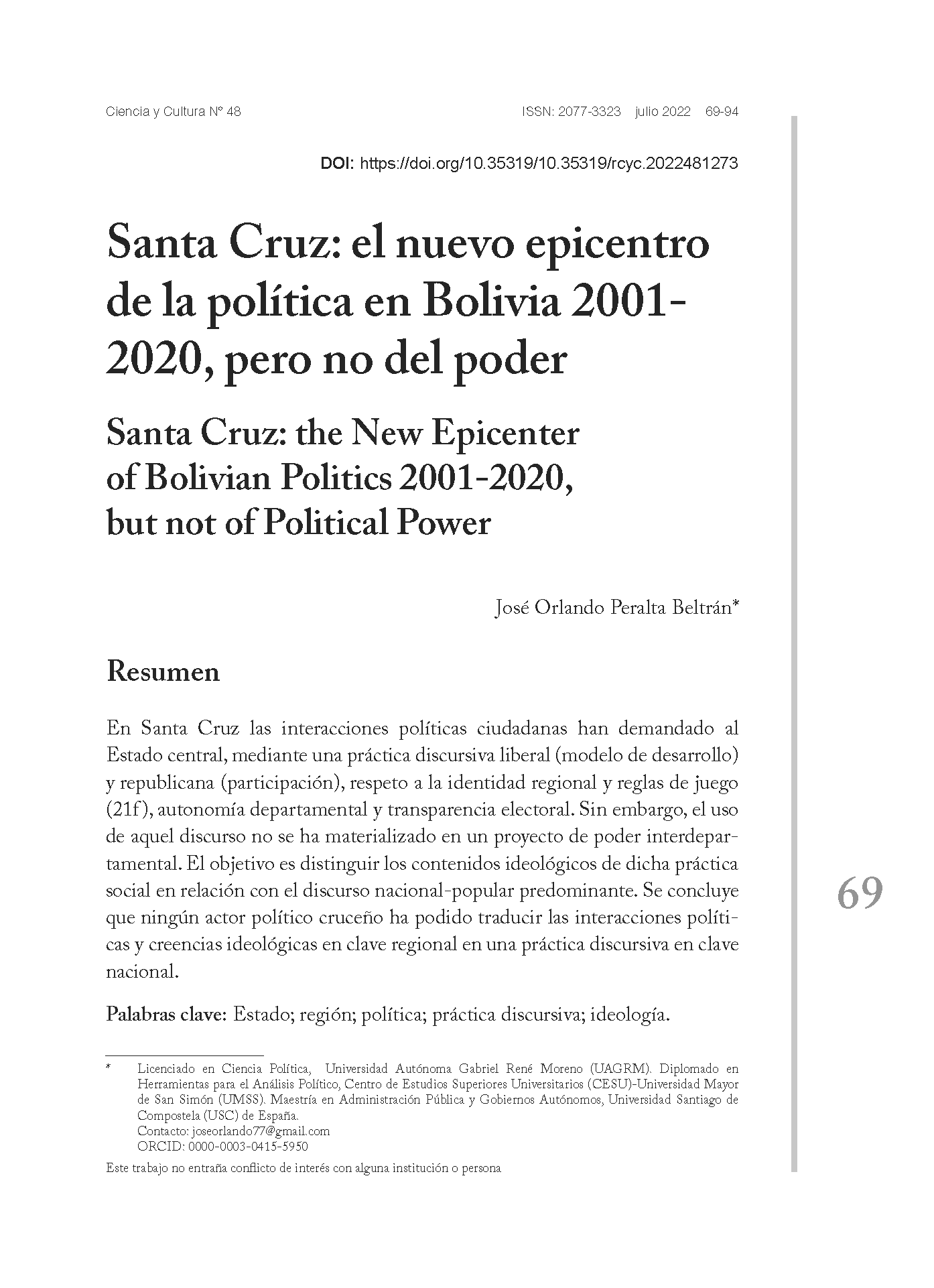 Santa Cruz: el nuevo epicentro de la política en Bolivia 2001- 2020, pero no del poder