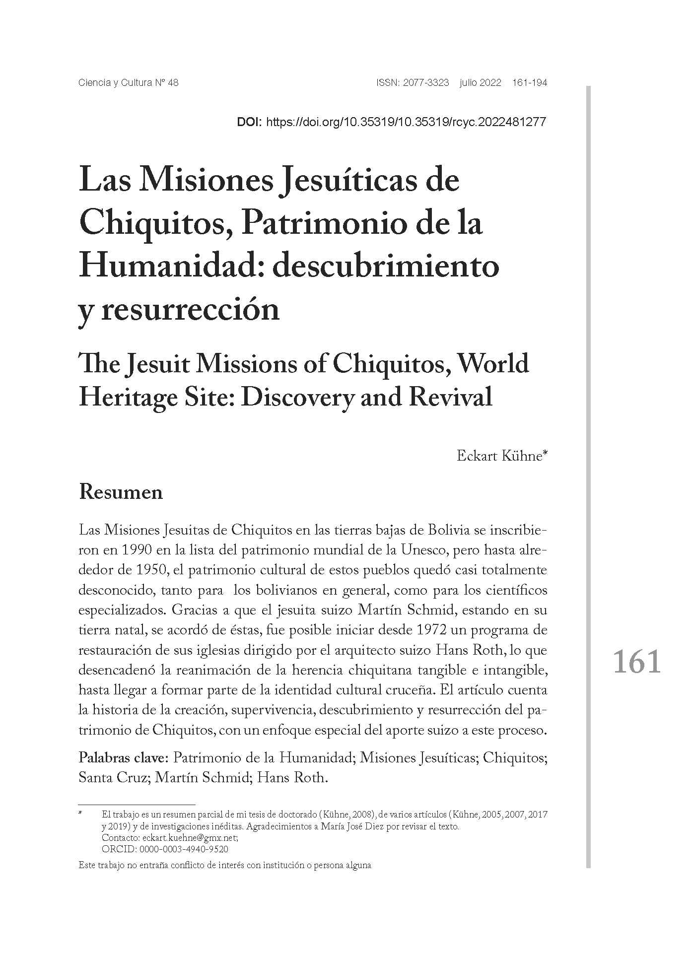 Las Misiones Jesuíticas de Chiquitos, Patrimonio de la Humanidad: descubrimiento y resurrección