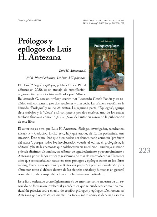 Prólogos y epílogos de Luis H. Antezana (Luis H. Antezana J.)