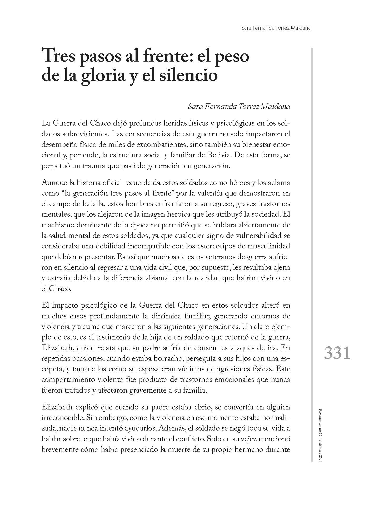 Tres pasos al frente: el peso de la gloria y el silencio