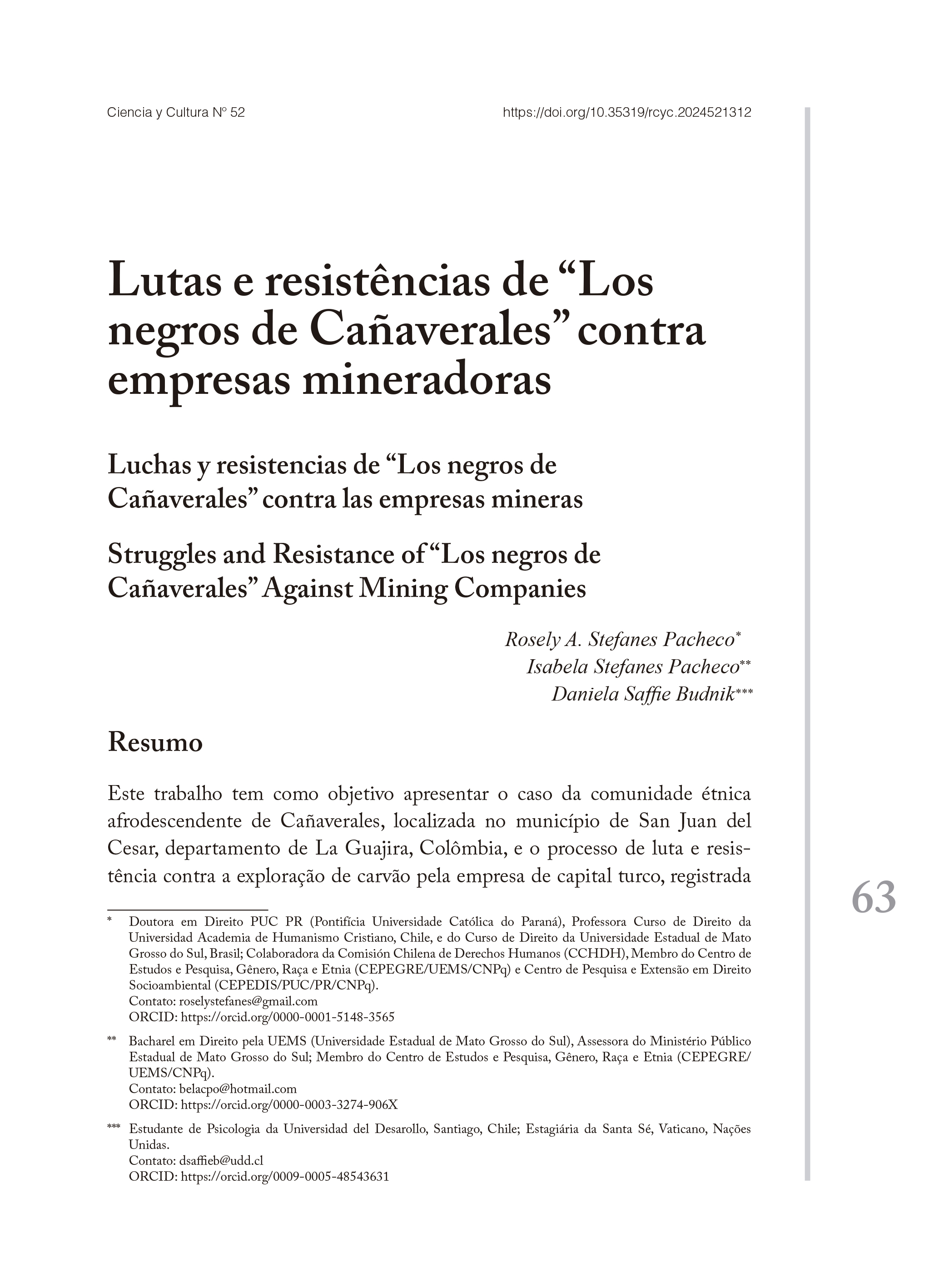 Luchas y resistencias de “Los negros de  Cañaverales” contra las empresas mineras