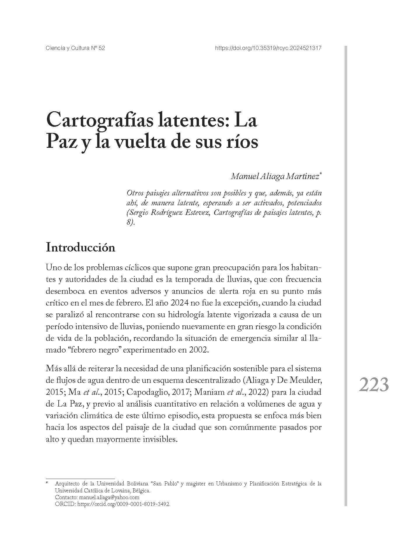 Cartografías latentes: La Paz y la vuelta de sus ríos