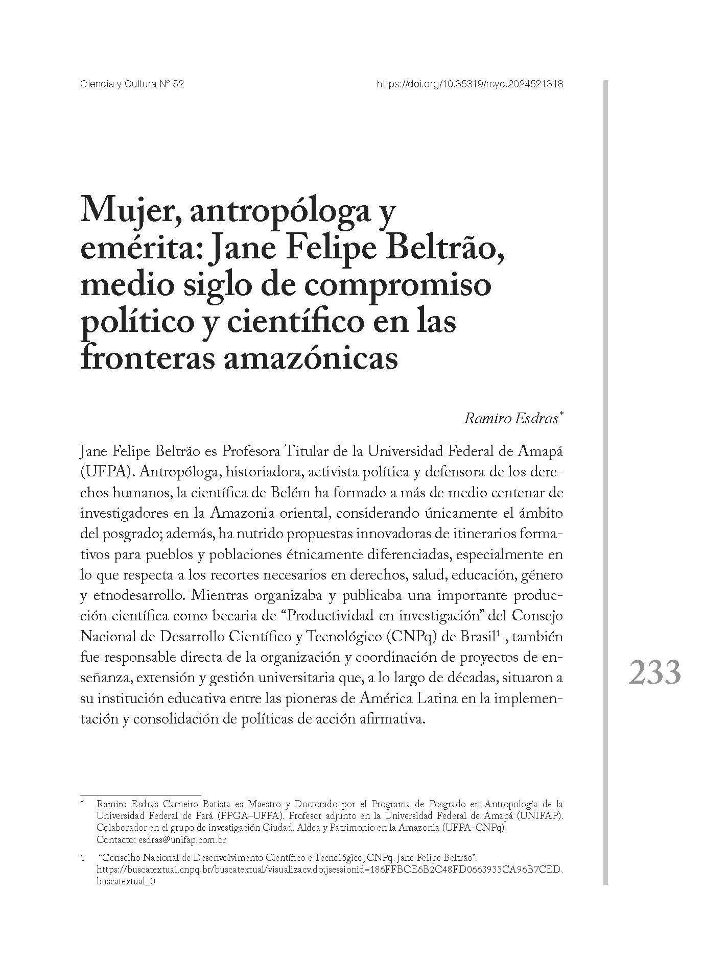 Mujer, antropóloga y emérita: Jane Felipe Beltrão, medio siglo de compromiso político y científico en las fronteras amazónicas