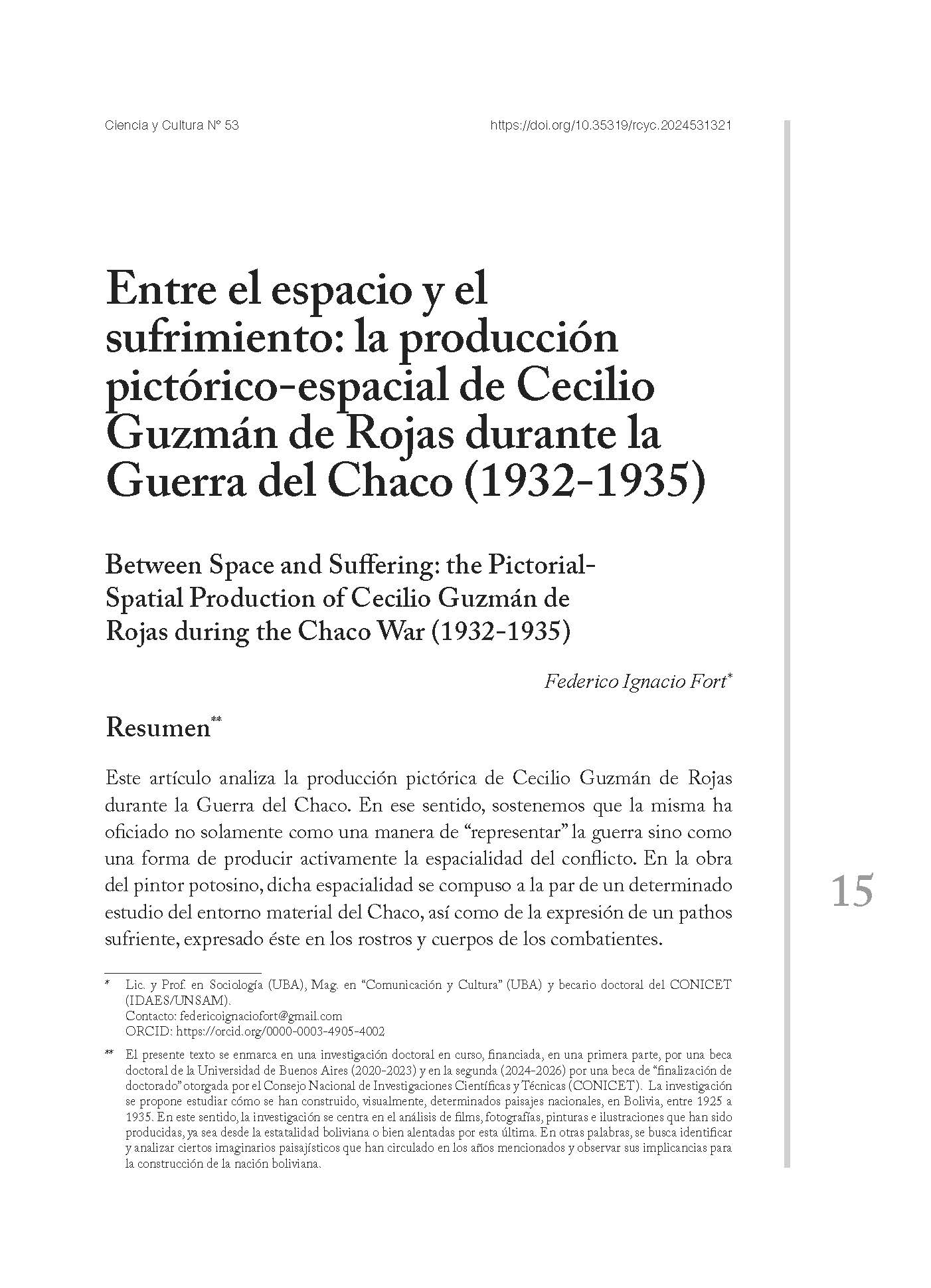 Entre el espacio y el sufrimiento: la producción pictórico-espacial de Cecilio Guzmán de Rojas durante la Guerra del Chaco (1932-1935)