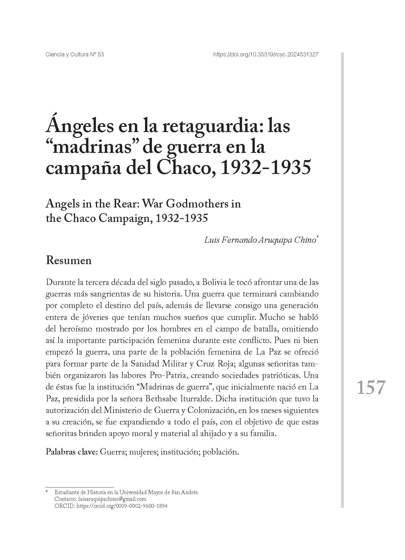 Ángeles en la retaguardia: las “madrinas” de guerra en la campaña del Chaco, 1932-1935