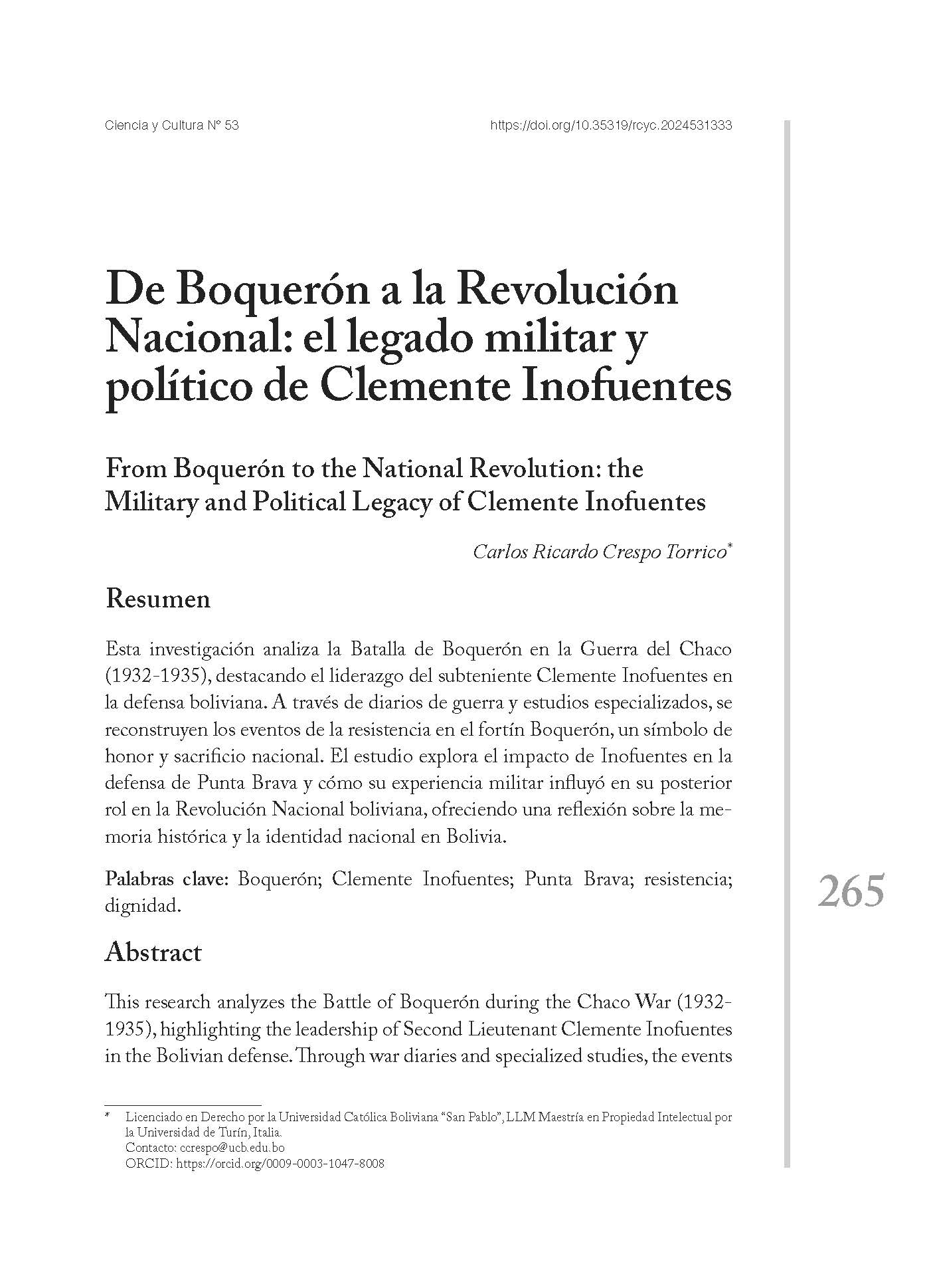 De Boquerón a la Revolución Nacional: el legado militar y político de Clemente Inofuentes