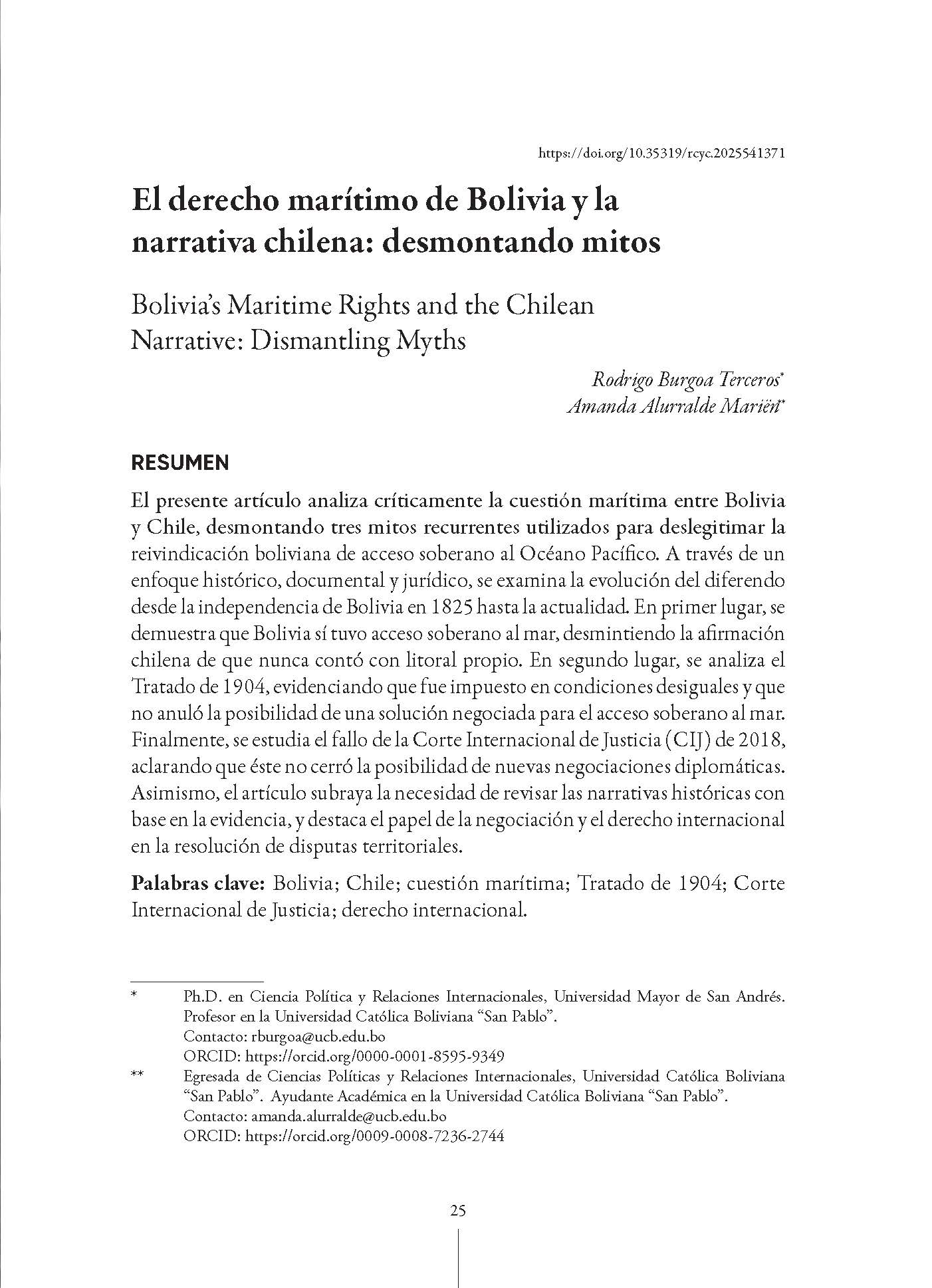 El derecho marítimo de Bolivia y la narrativa chilena: desmontando mitos