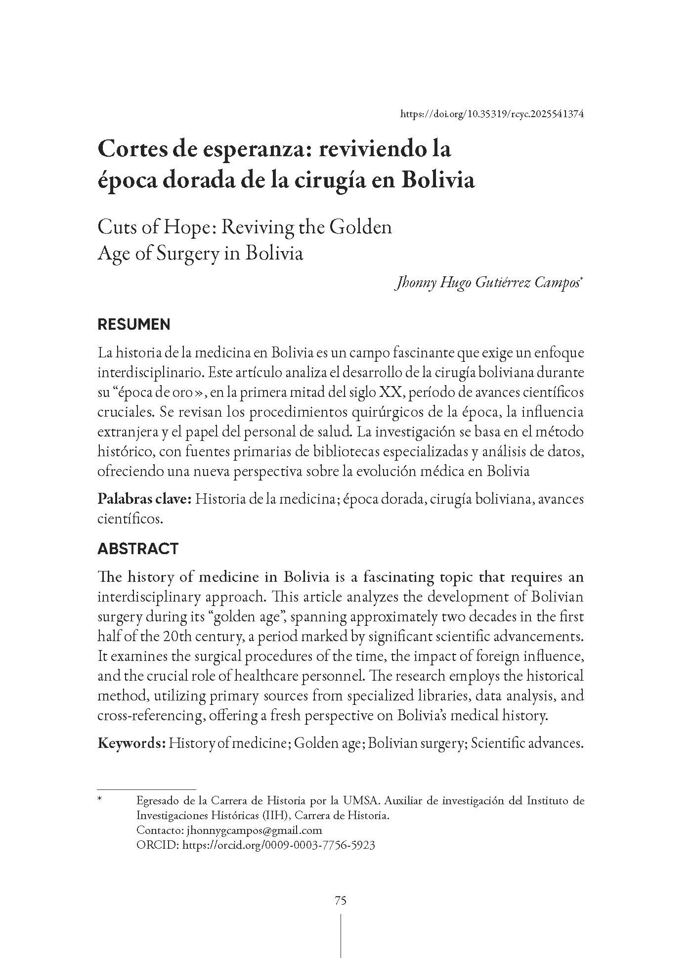 Cortes de esperanza: reviviendo la época dorada de la cirugía en Bolivia