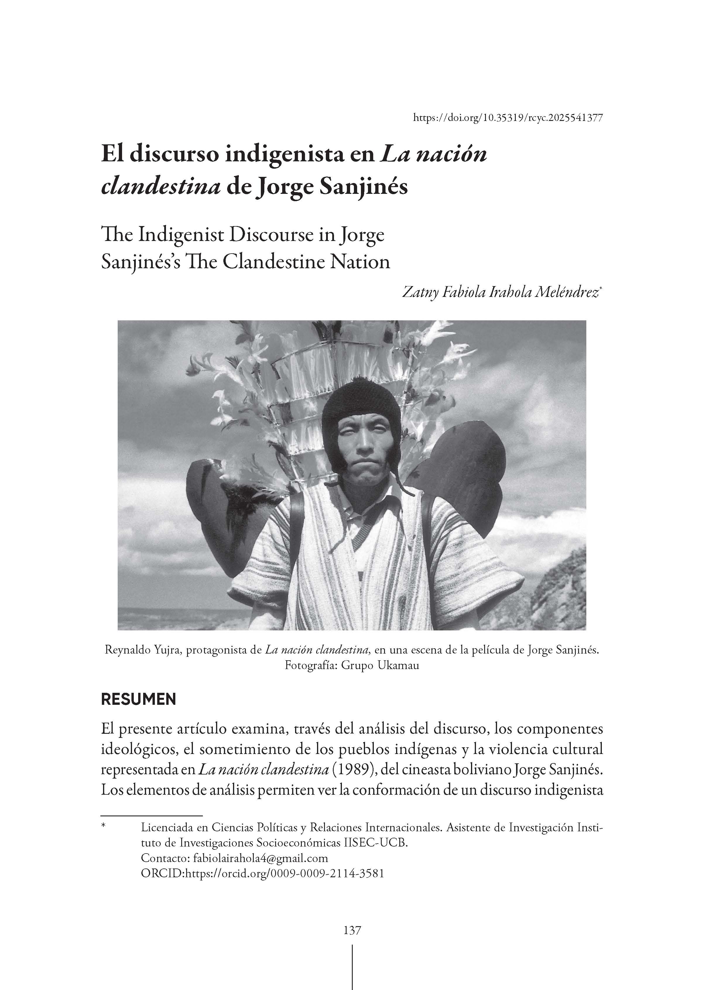 El discurso indigenista en La nación clandestina de Jorge Sanjinés