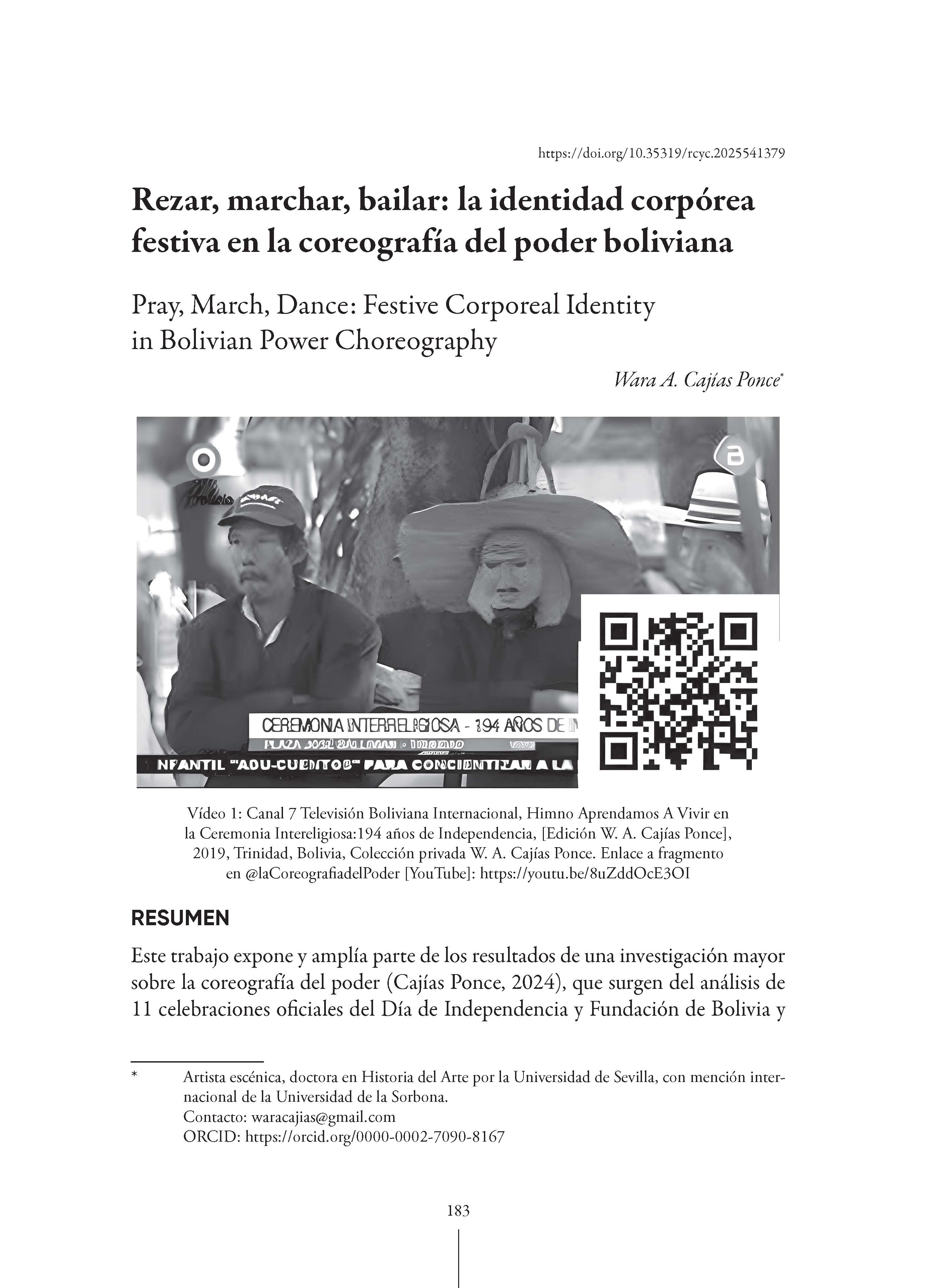 Rezar, marchar, bailar: la identidad corpórea festiva en la coreografía del poder boliviana