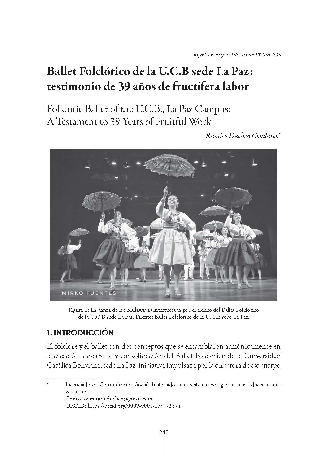 Ballet Folclórico de la U.C.B sede La Paz: testimonio de 39 años de fructífera labor
