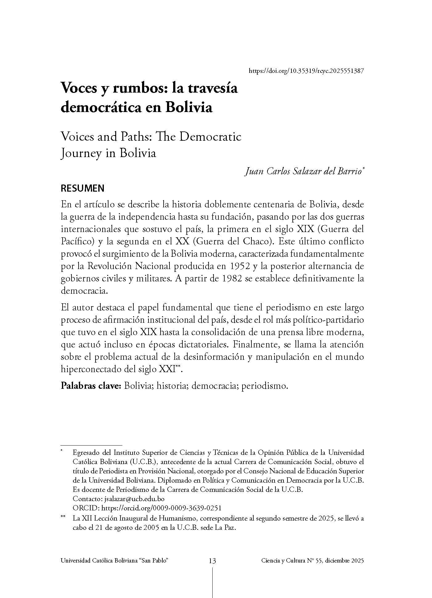 Voces y rumbos: la travesía democrática en Bolivia