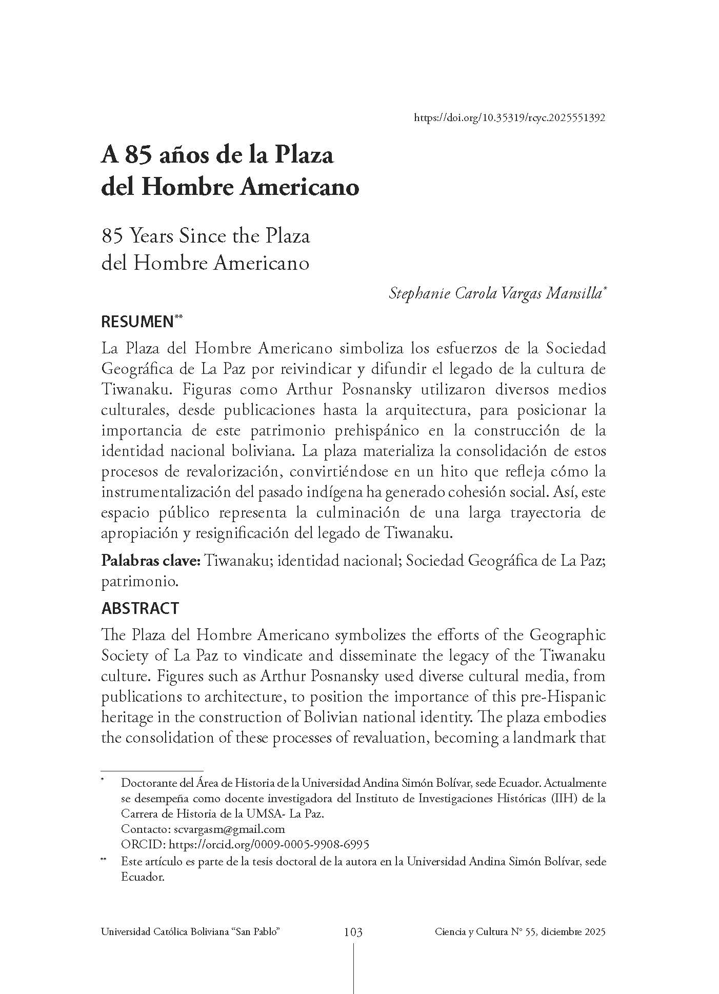 A 85 años de la Plaza del Hombre Americano