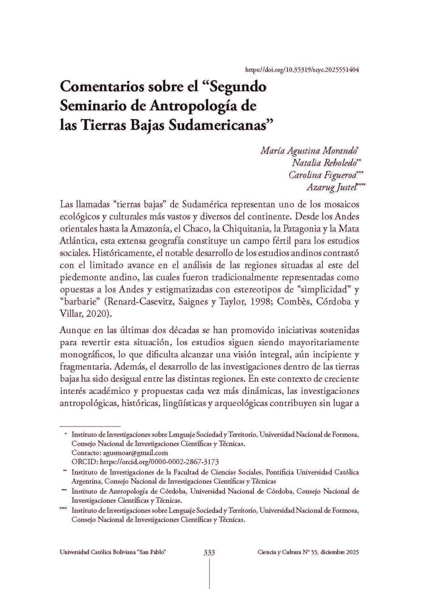 Comentarios sobre el “Segundo Seminario de Antropología de las Tierras Bajas Sudamericanas”