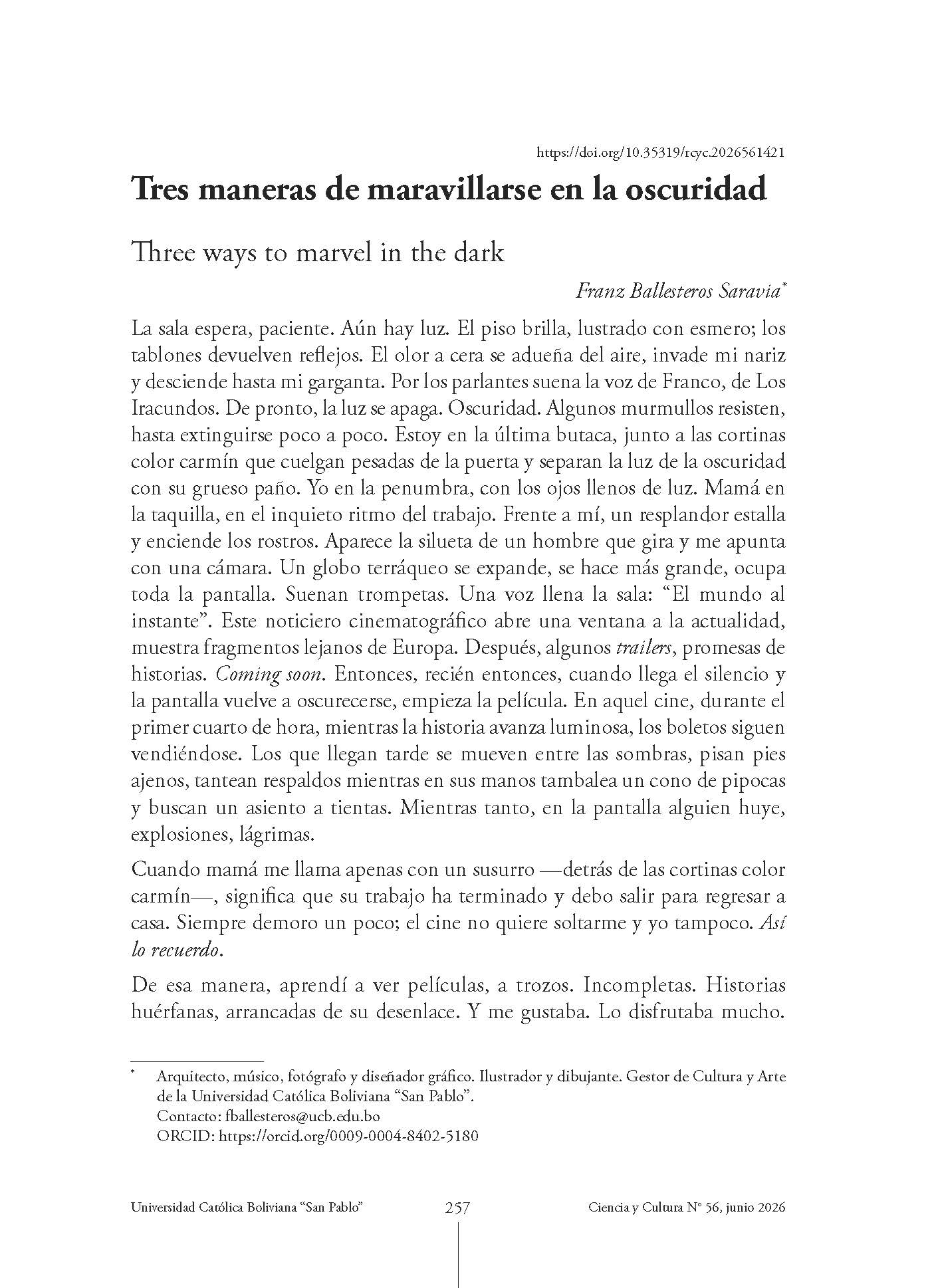 Tres maneras de maravillarse en la oscuridad