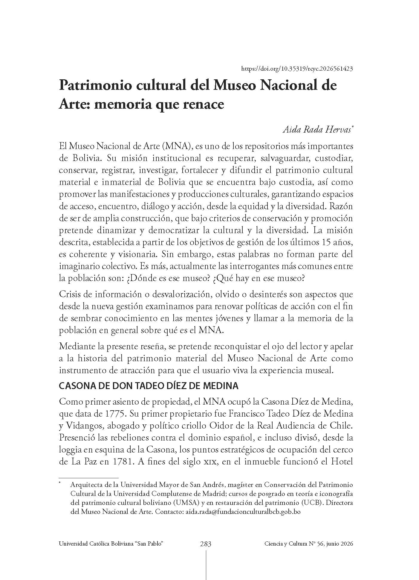 Patrimonio cultural del Museo Nacional de Arte: memoria que renace