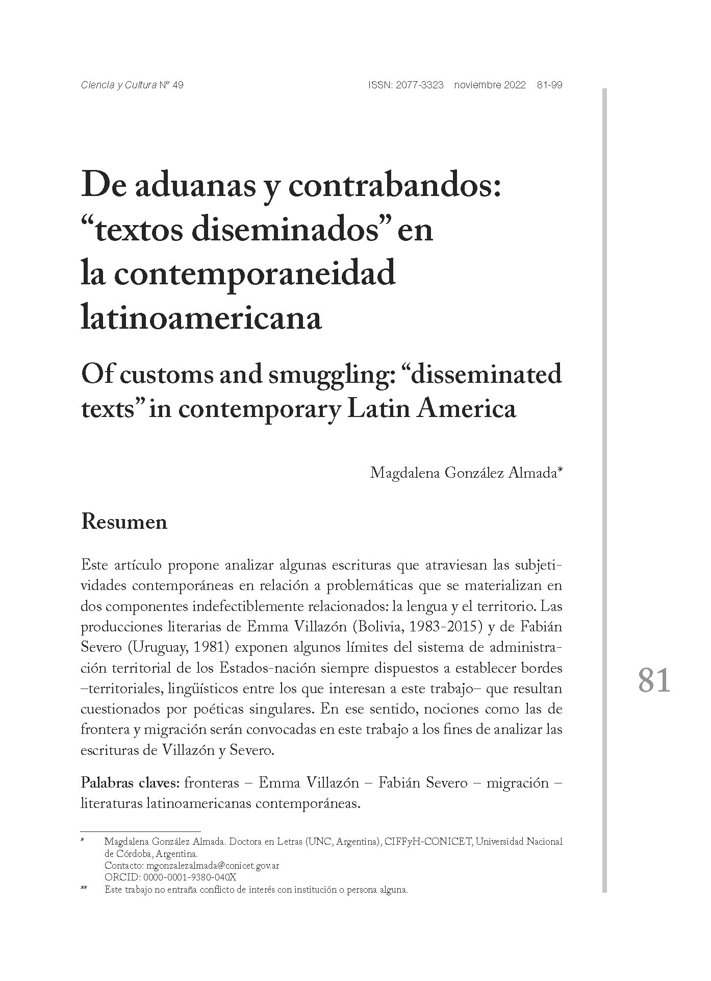 De aduanas y contrabandos: “textos diseminados” en la contemporaneidad latinoamericana