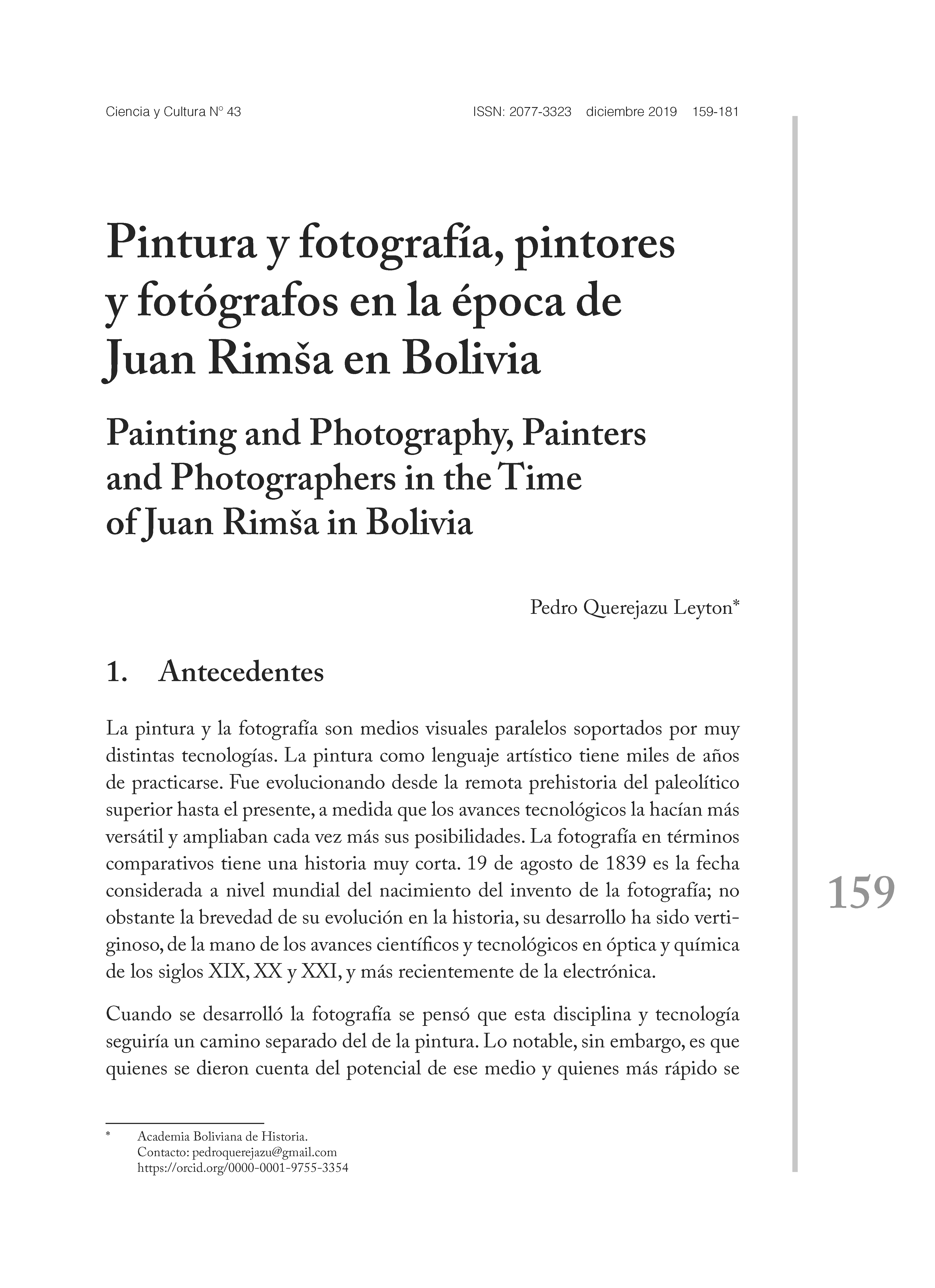 Pintura y fotografía, pintores y fotógrafos en la época de Juan Rimša en Bolivia