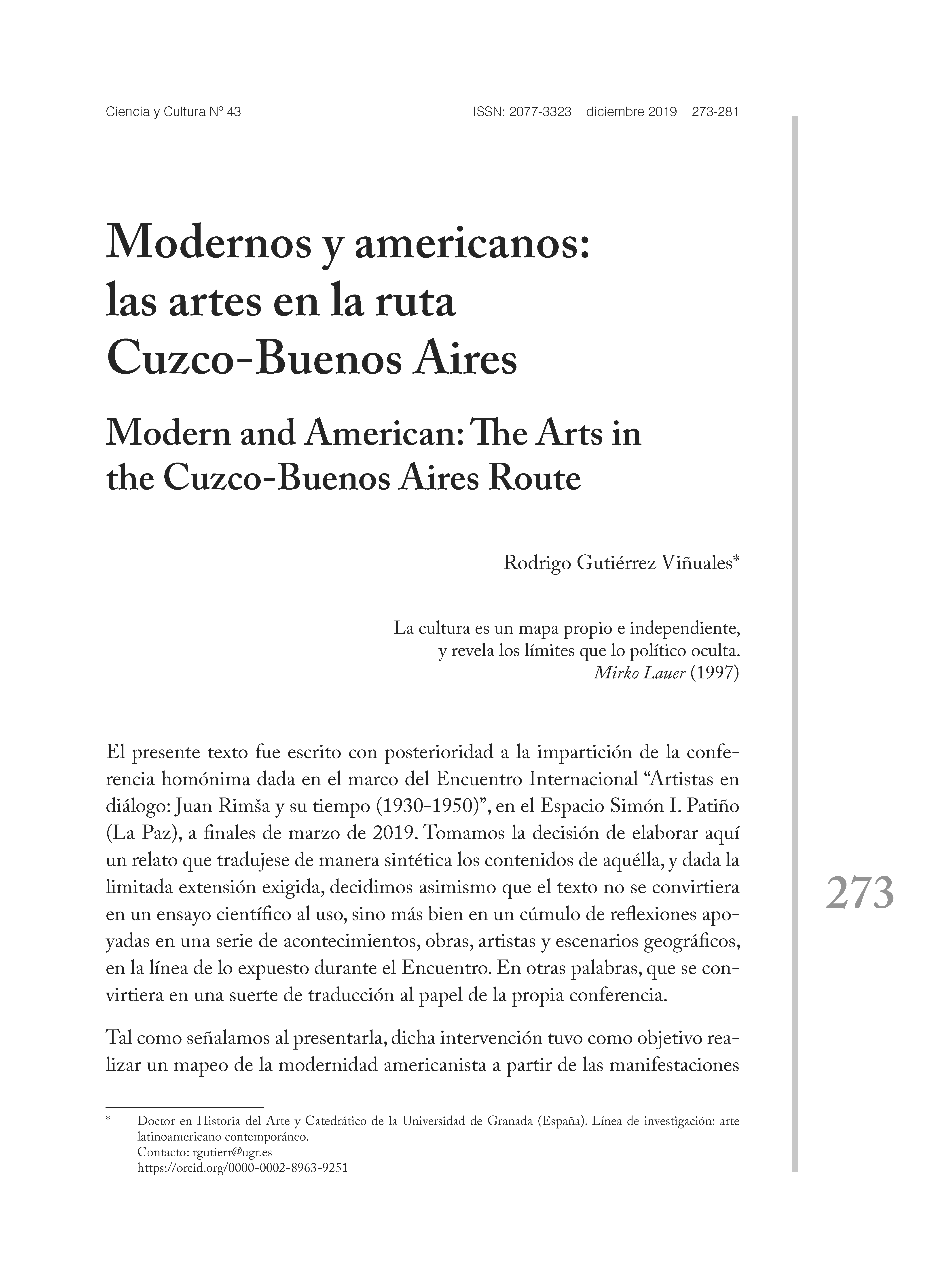 Modernos y americanos: las artes en la ruta Cuzco-Buenos Aires