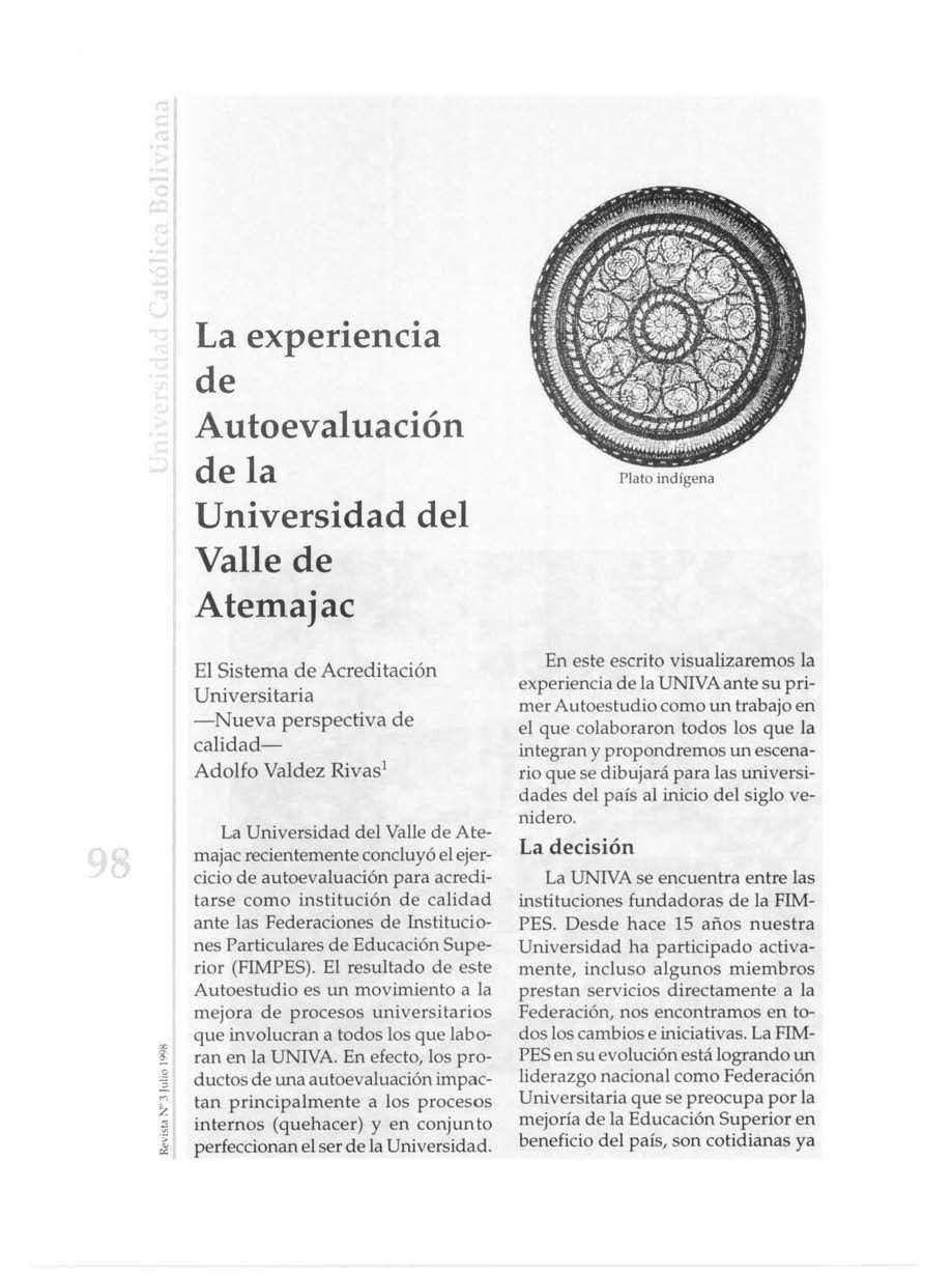 La experiencia de Autoevaluación de la Universidad del Valle de Atemajac