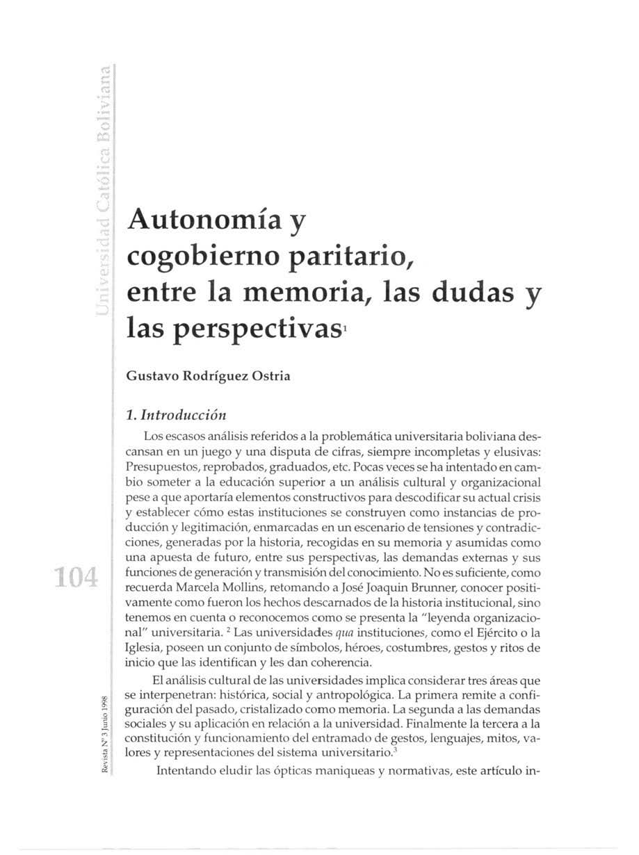 Autonomía y cogobierno paritario, entre la memoria, las dudas y las perspectivas