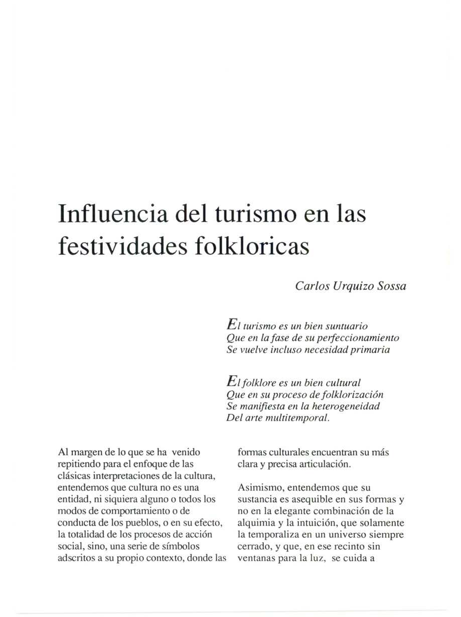 Influencia del turismo en las festividades folkloricas