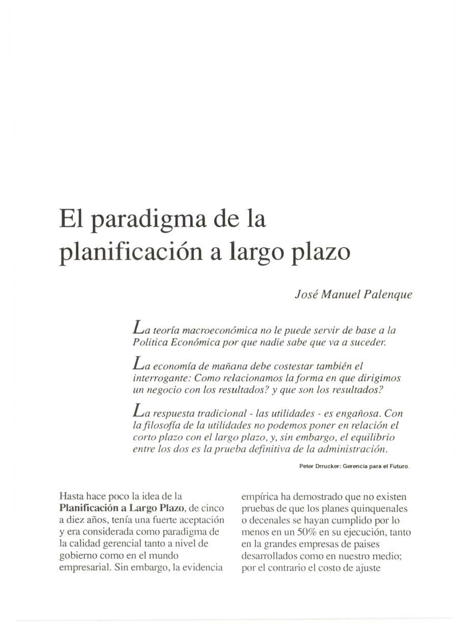 El paradigma de la planificación a largo plazo