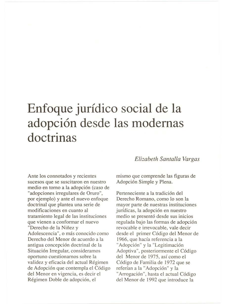Enfoque jurídico social de la adopción desde las modernas doctrinas