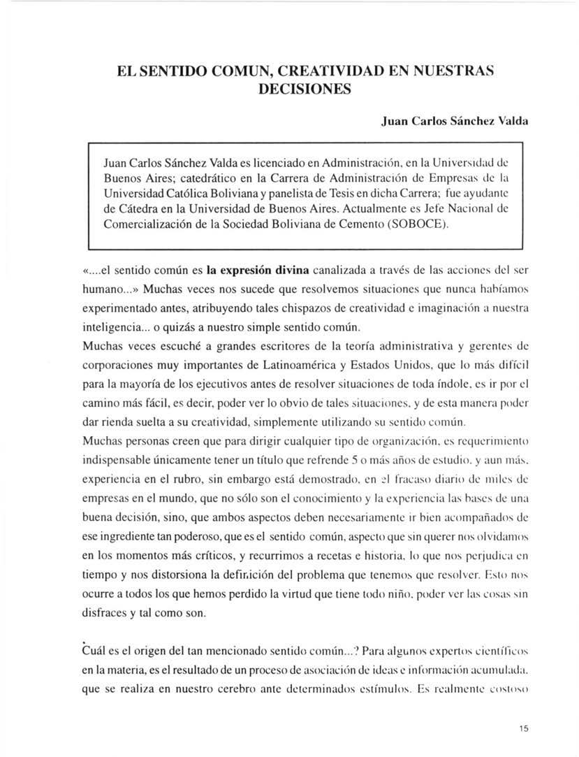 El sentido común, creatividad en nuestras decisiones