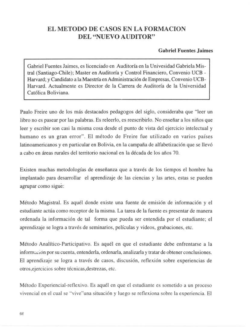 El metodo de casos en la formación del Nuevo Auditor