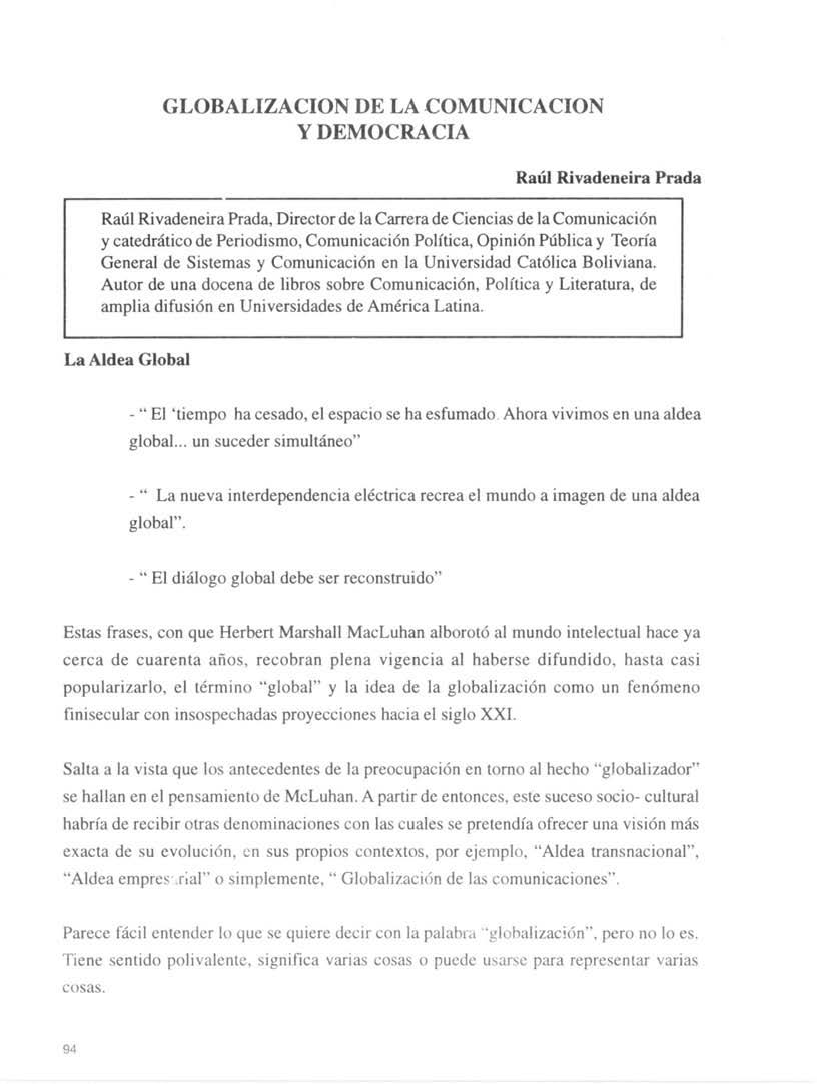 Globalización de la comunicación y democracia