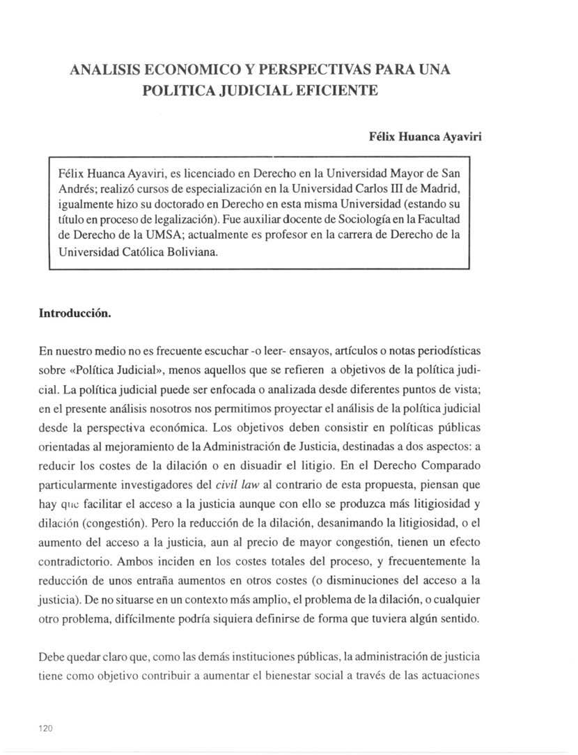 Análisis económico y perspectivas para una política judicial eficiente