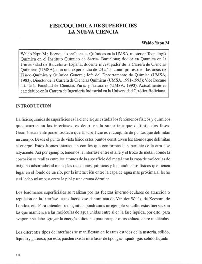 Fisicoquimica de superficies. La nueva ciencia