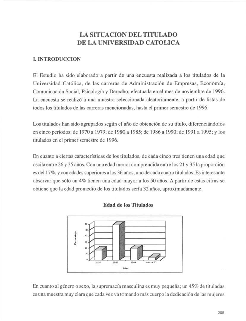 La situación del titulado de la Universidad Católica